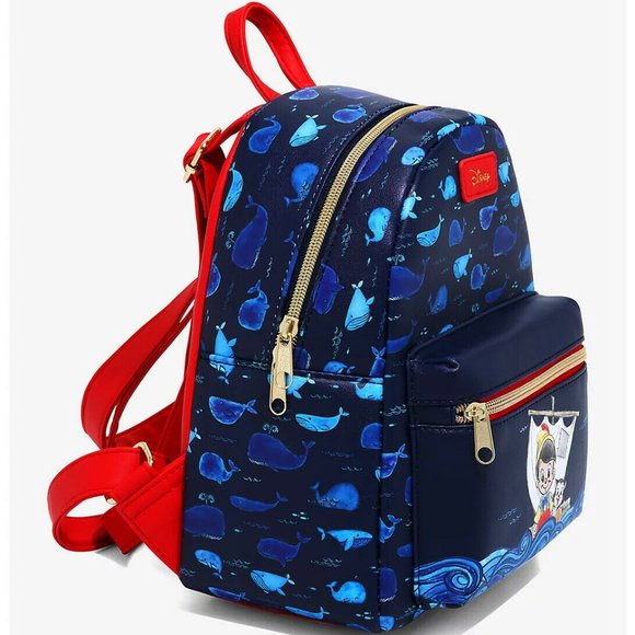Loungefly Disney Pinocchio Mini Backpack Figaro Bag With Whale Pattern - Picture 2 of 3